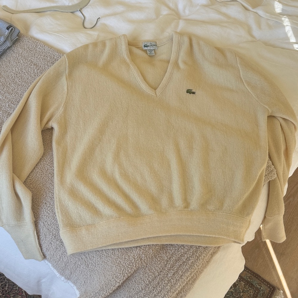 Lacoste Beige V-Neck Pullover
